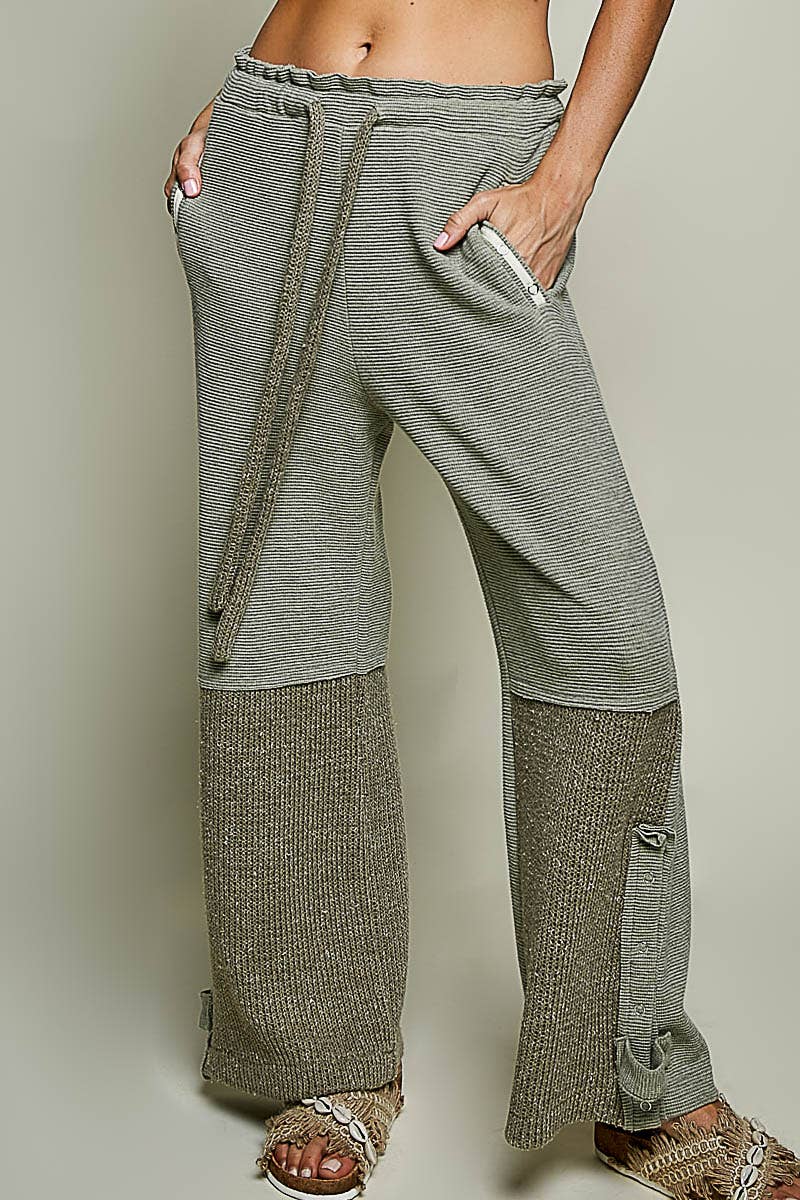 Pol Clothing Thermal Elastic Waist Band High Rise Wide Leg Pants