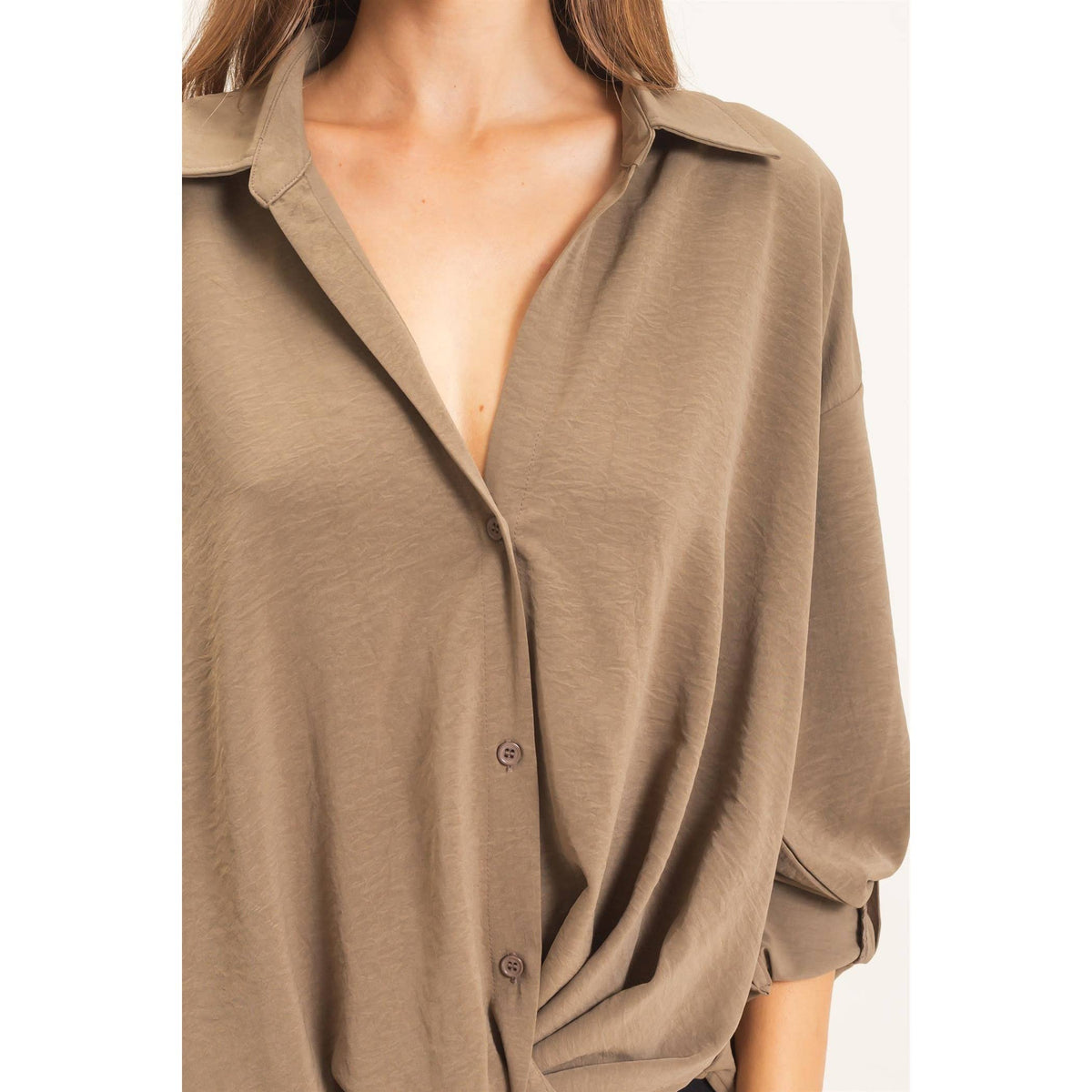 Button-Up Dolman Sleeve Top