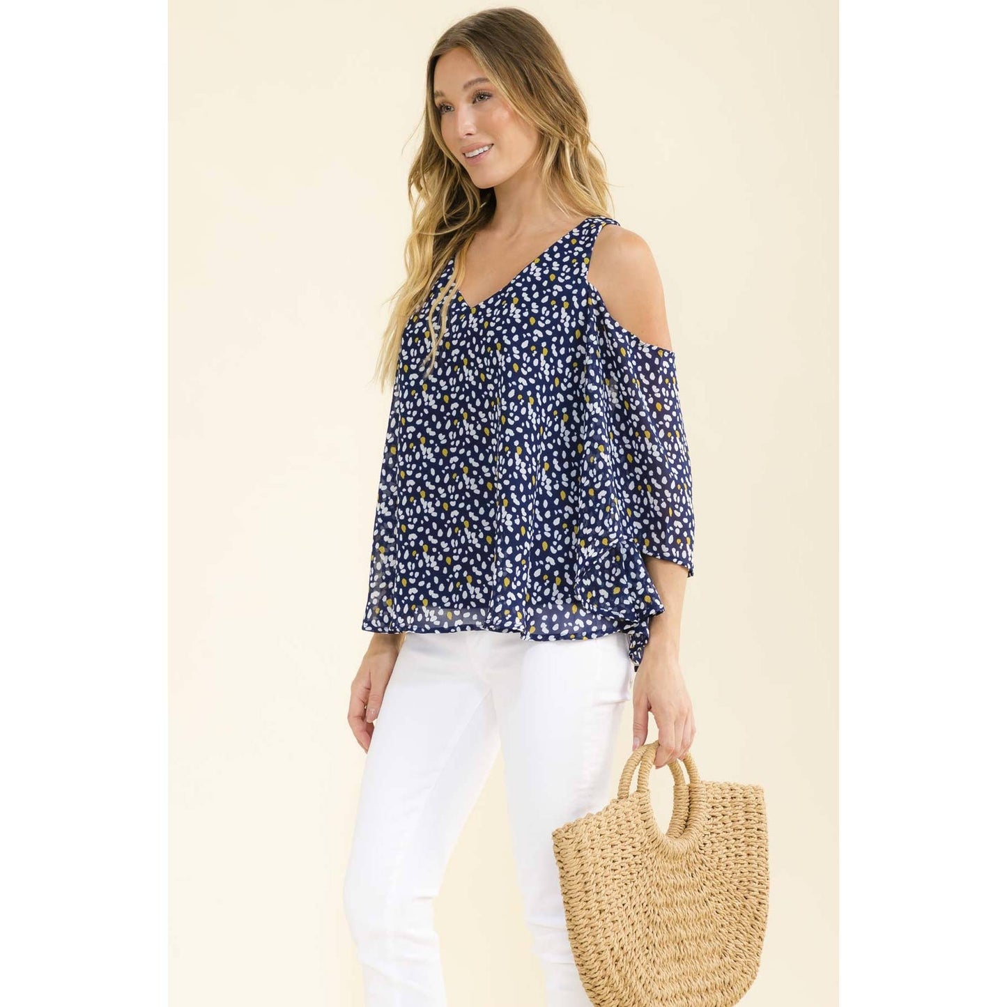 Printed Peek a Boo  sleeve top