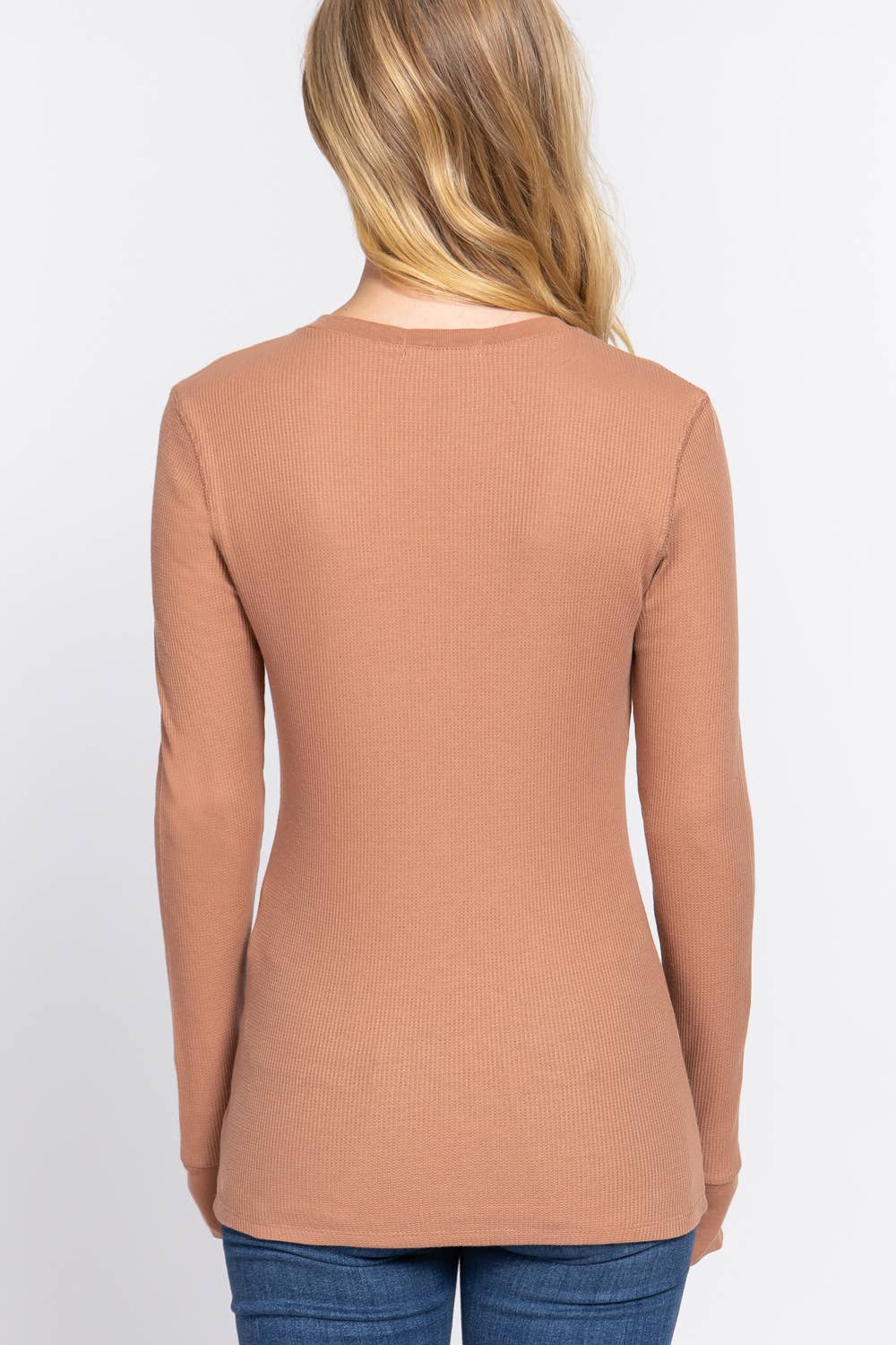 Long Sleeve Crew Neck Thermal Knit Top