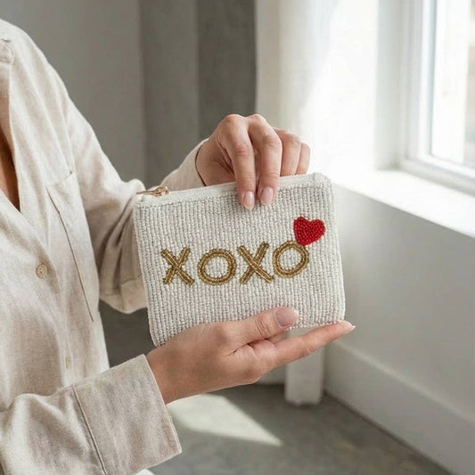 Xoxo Heart Beaded Coin Purse
