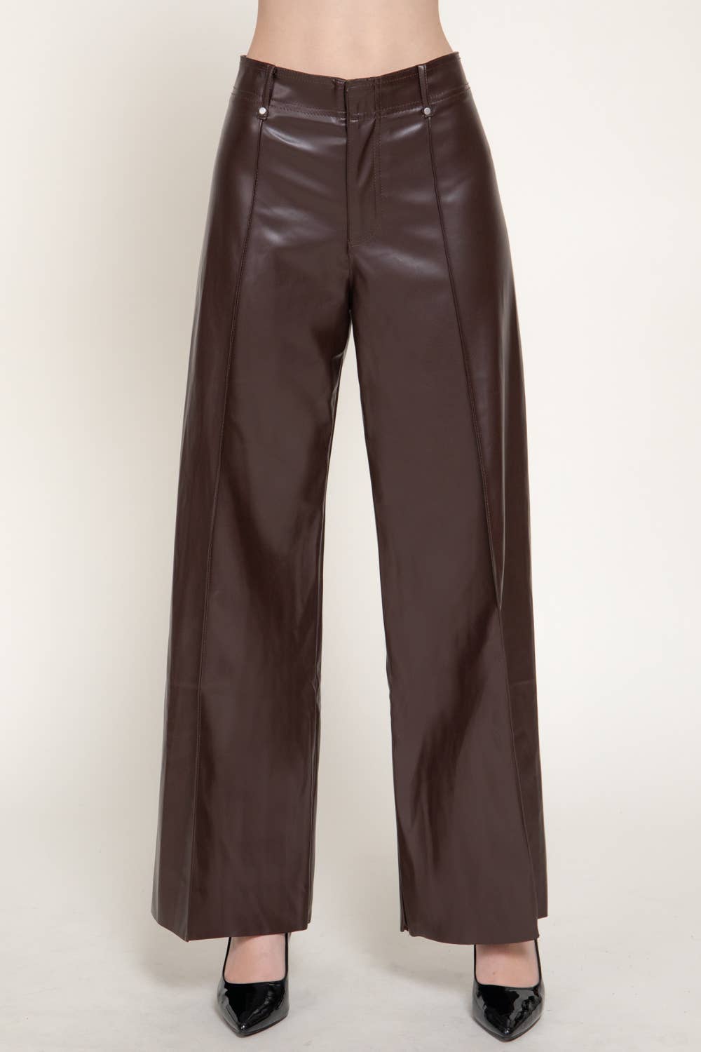 High Waist Wide Leg Faux Leather Pants