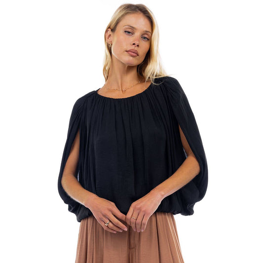 Grecian Drape Bubble Blouse