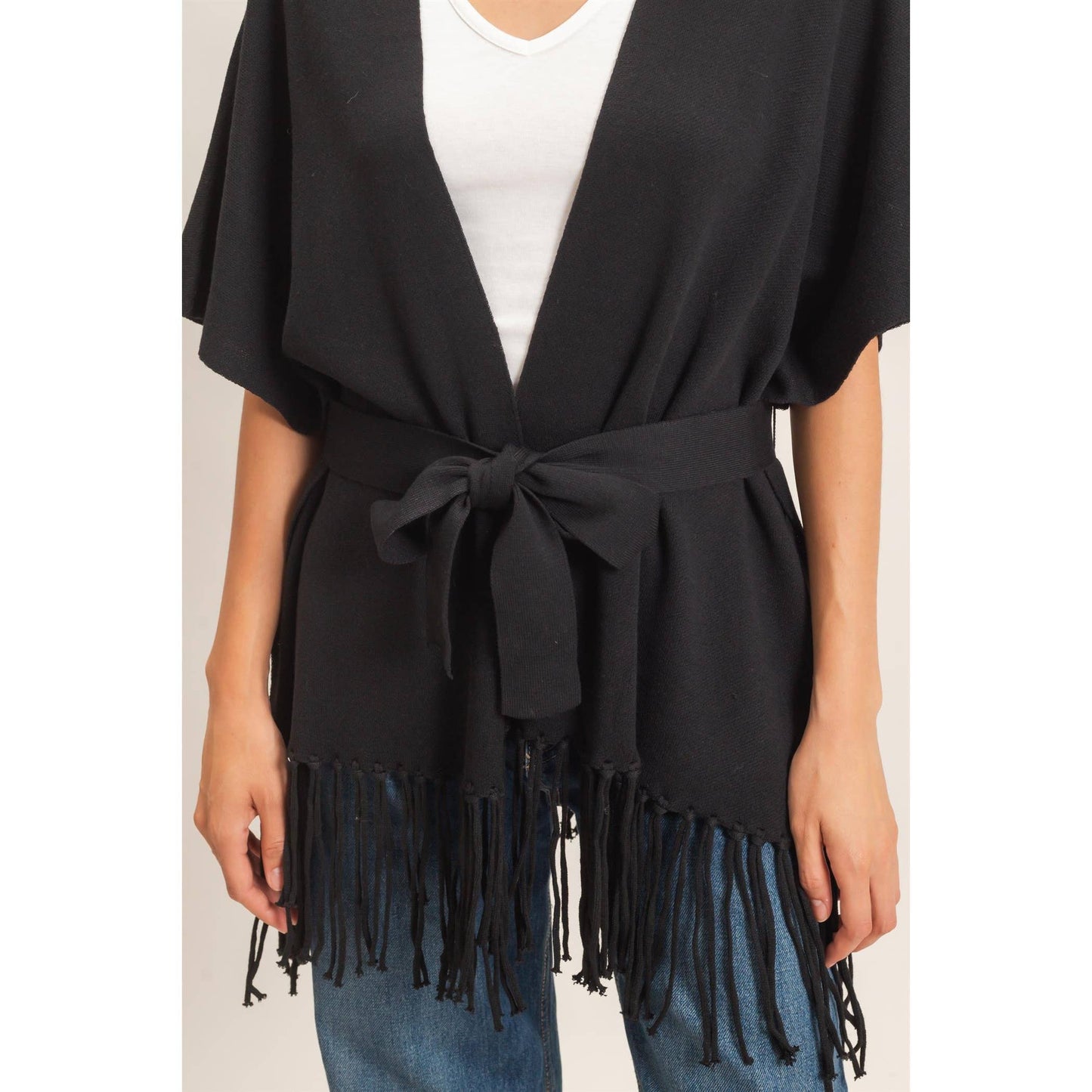 Fringe Hem Kimono Sweater