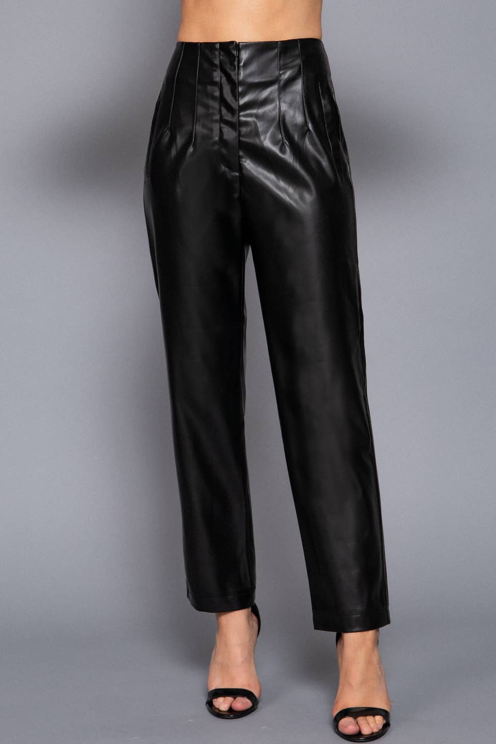 High Waist Slim Fit Faux Leather Long Pants