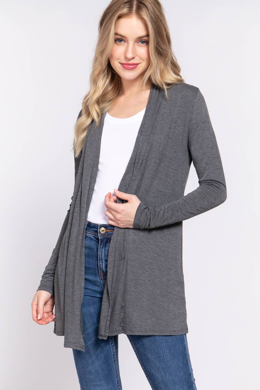 Long Sleeve Rayon Jersey Long Cardigan