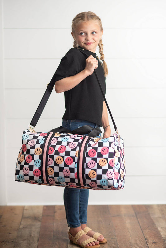 Kids Smiley Face Checkered Weekender Bag