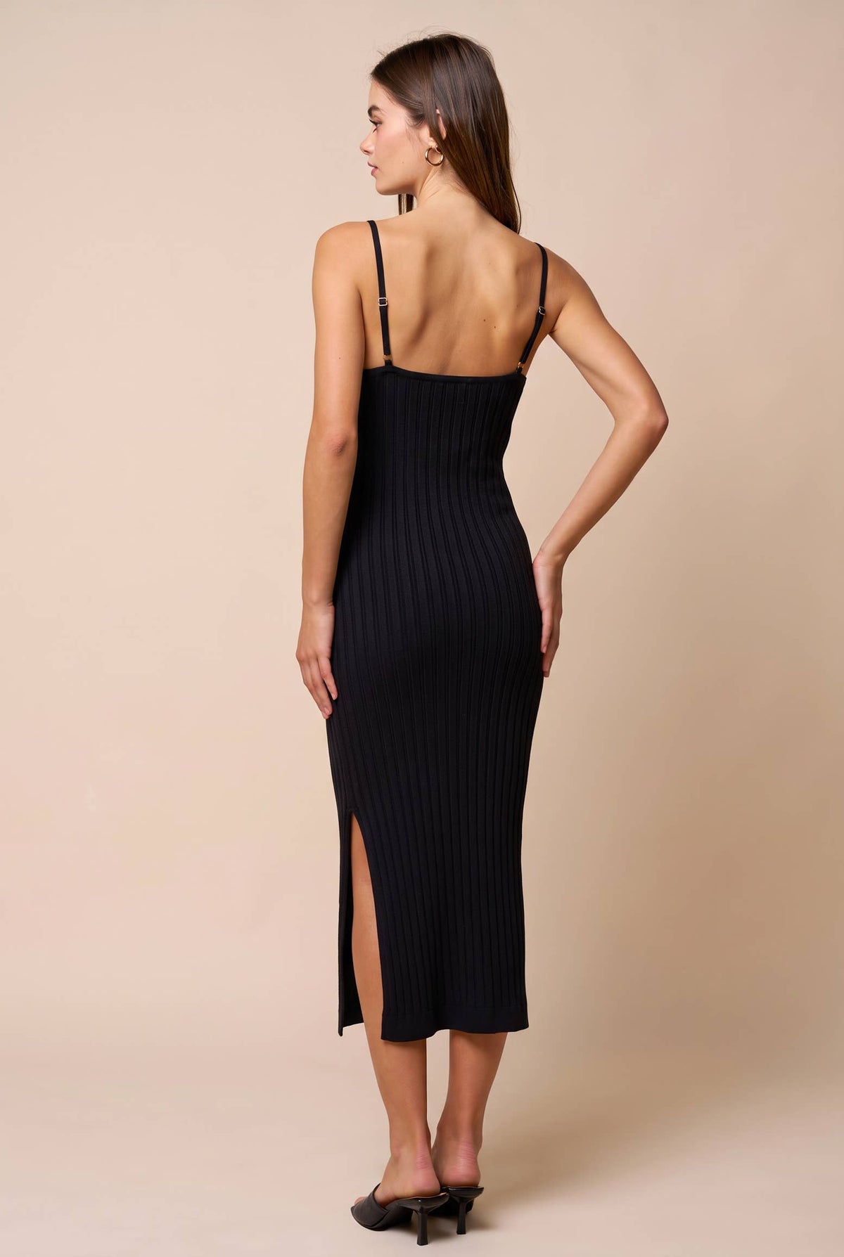 Sequin & Bead Ribbed Sweater Bodycon Mid Dress