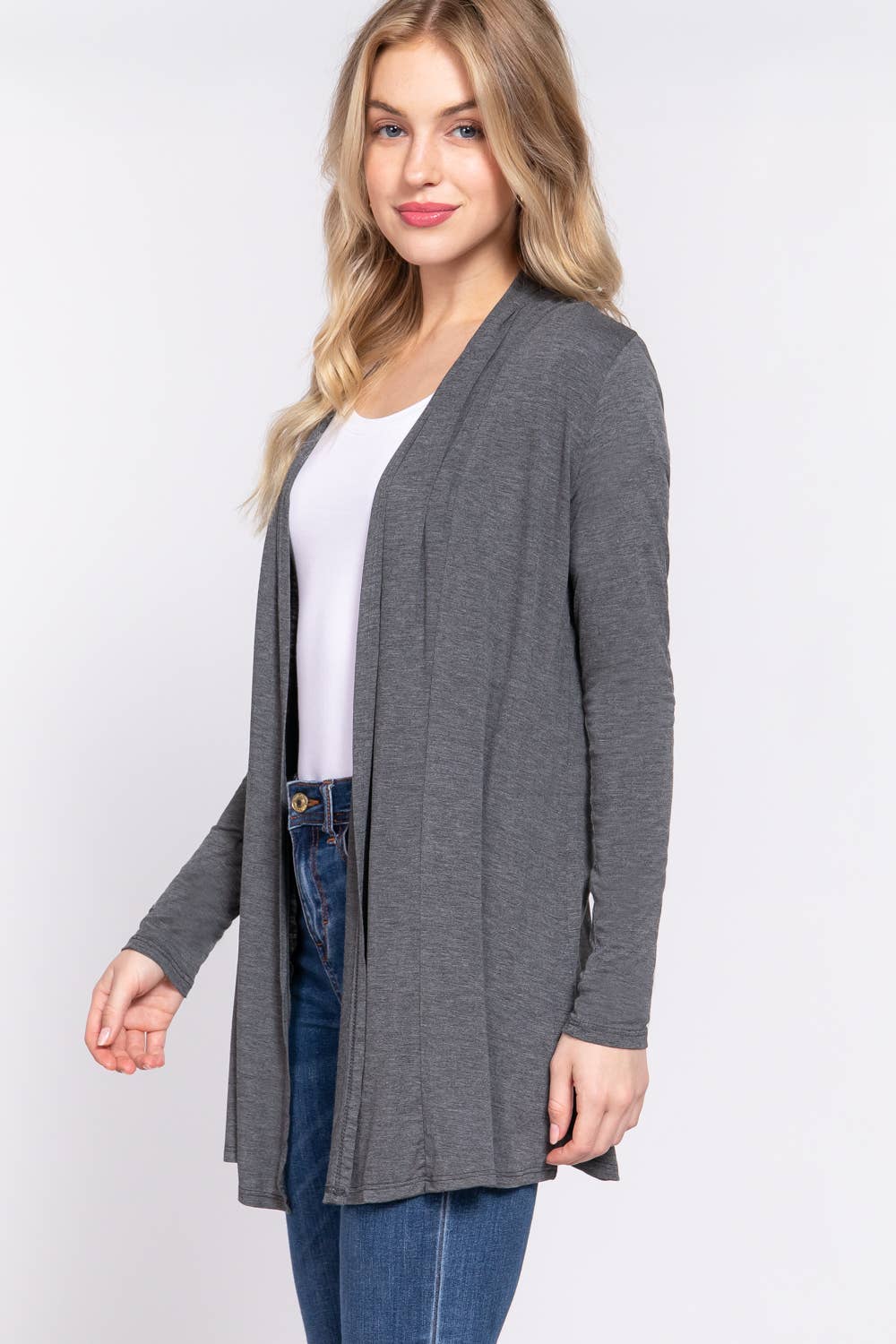 Long Sleeve Rayon Jersey Long Cardigan