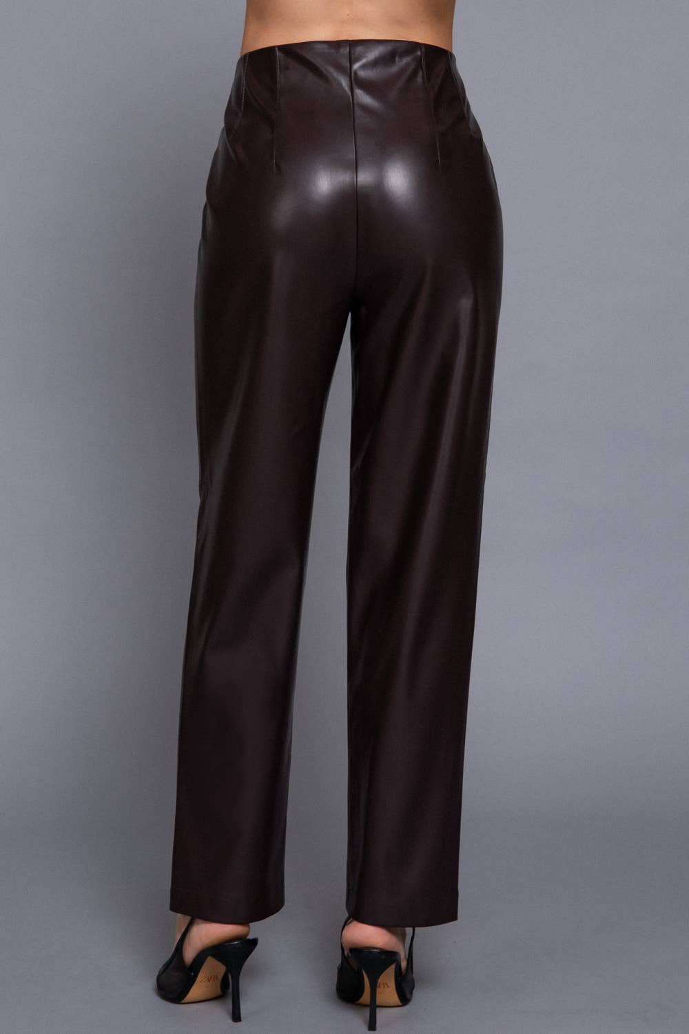 High Waist Slim Fit Faux Leather Long Pants