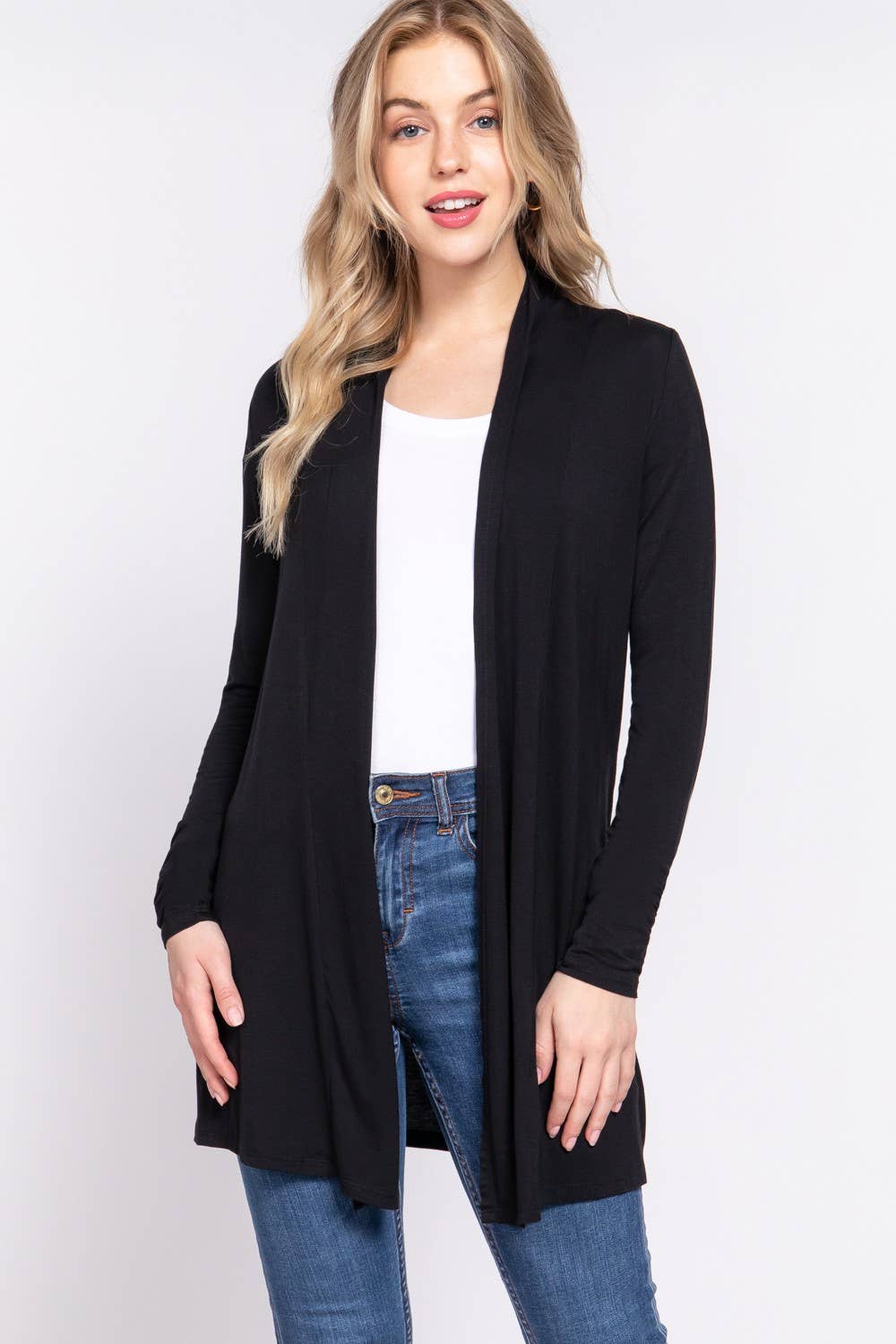 Long Sleeve Rayon Jersey Long Cardigan