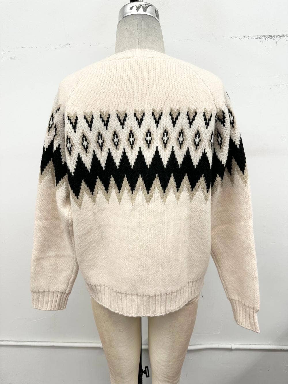 Fair Isle Zip Front Cardigan Sweater
