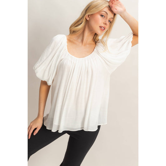 Gathered Puff Sleeve Blouse