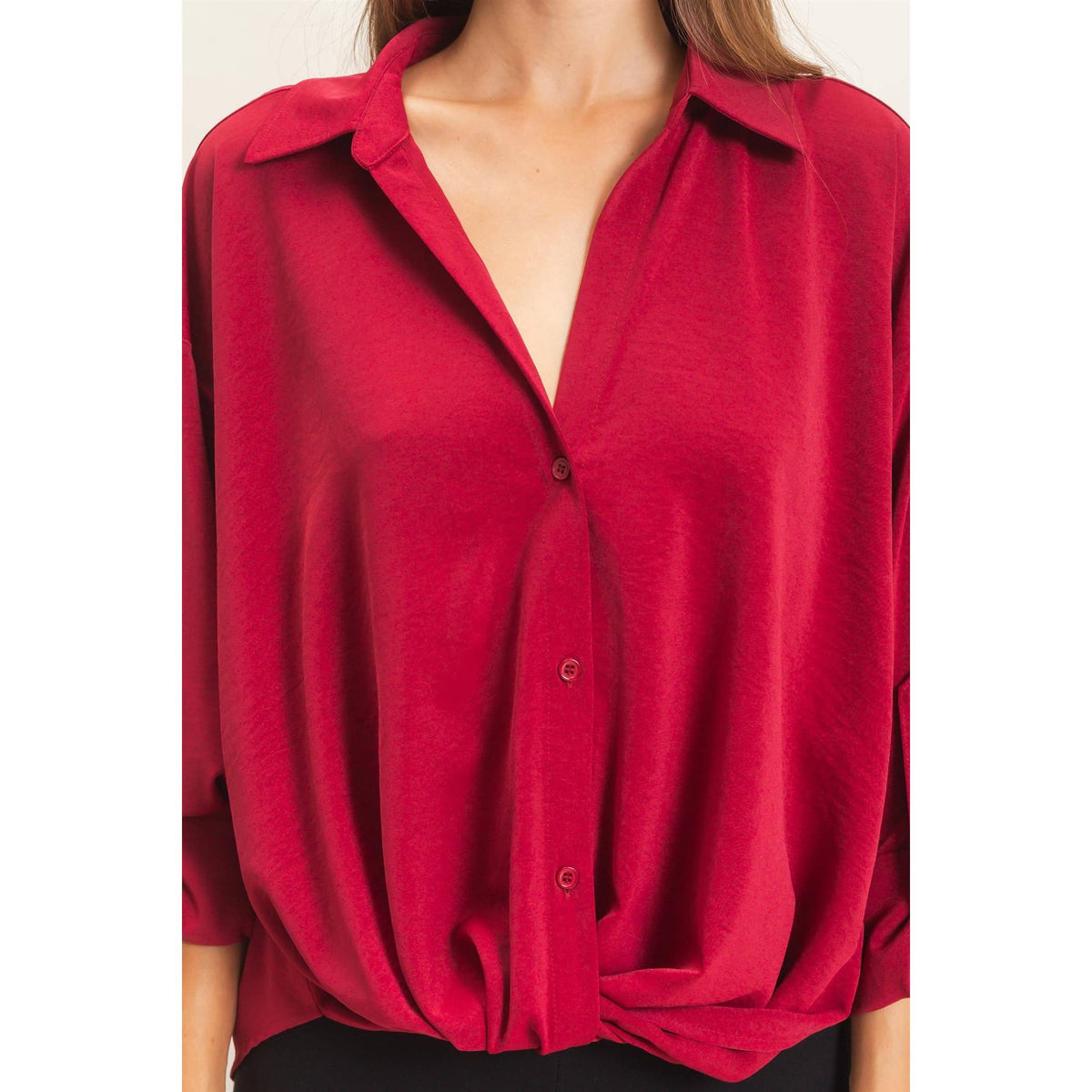 Button-Up Dolman Sleeve Top