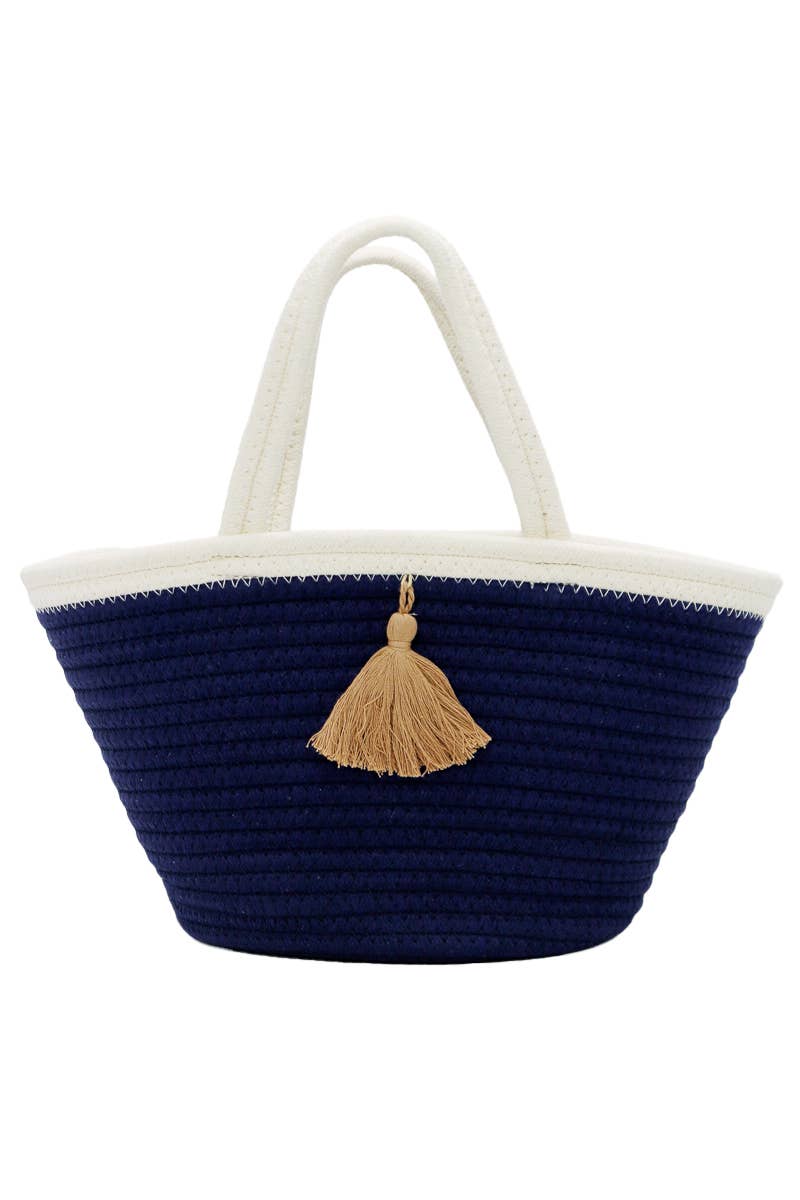 Tassel Thick Wavy Braided Boat Beach Tote Bag