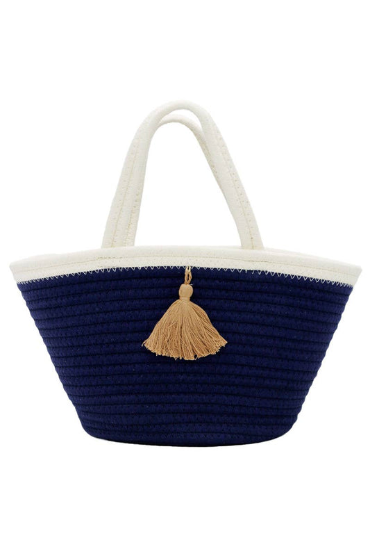 Tassel Thick Wavy Braided Boat Beach Tote Bag