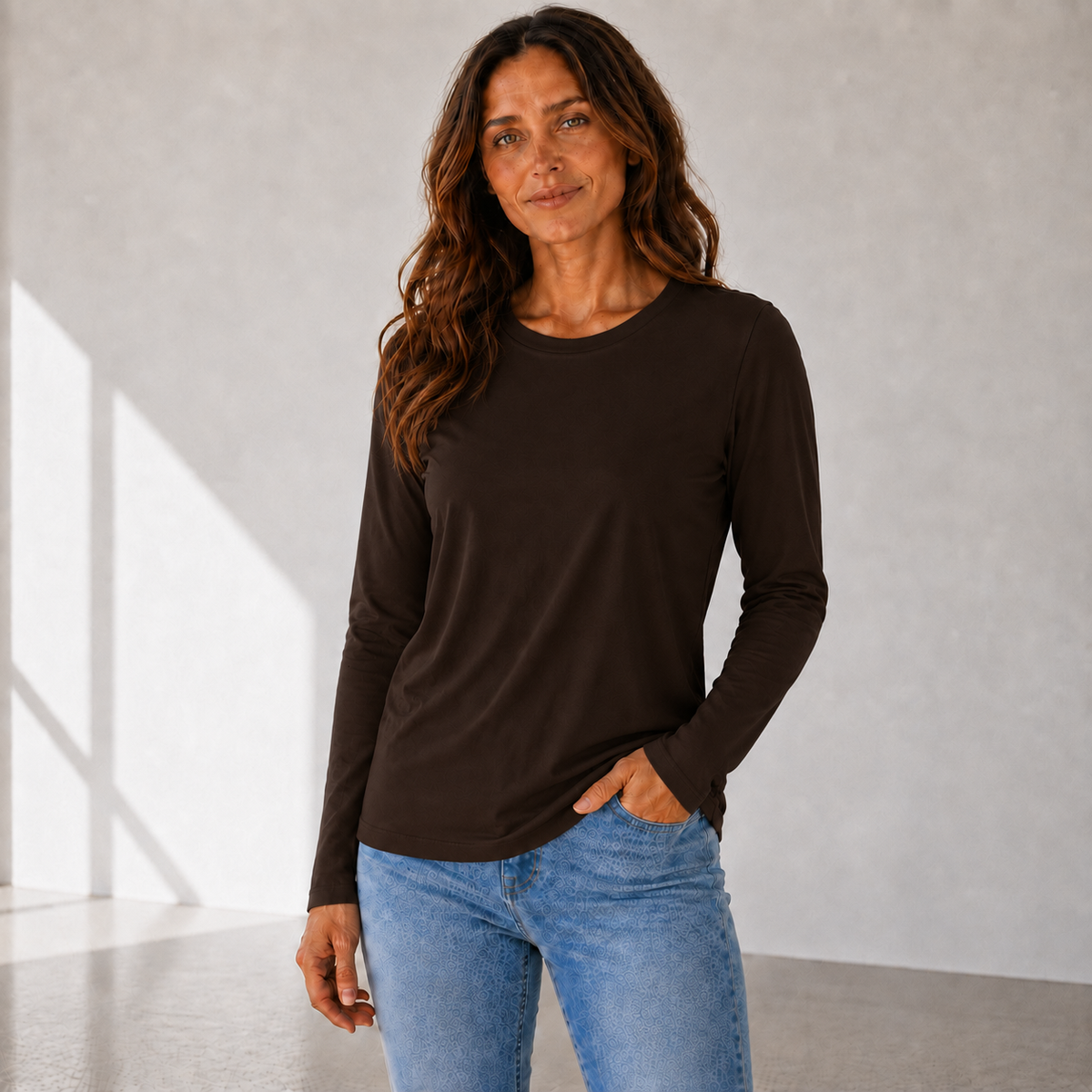 Women’s Rayon Spandex Long Sleeve  | Soft Stretch Basic Top