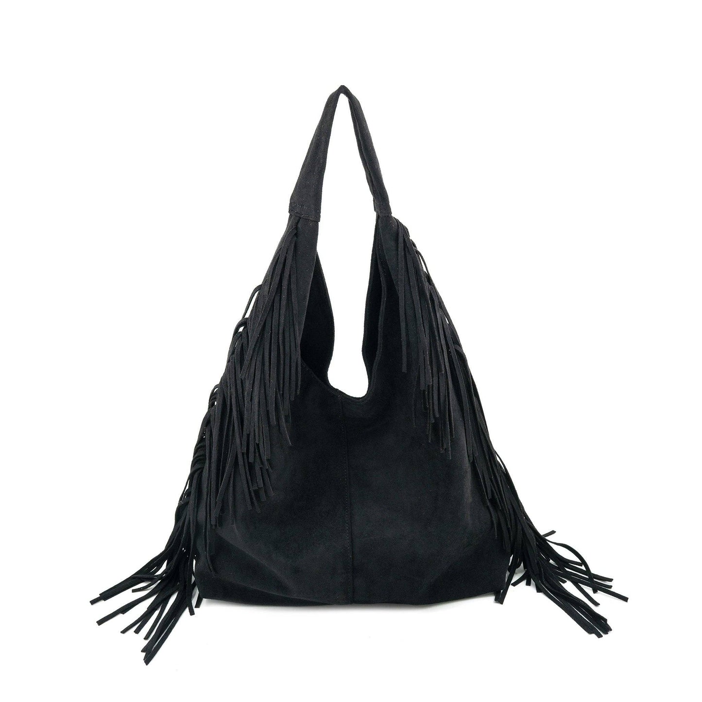 Faux Suede Fringe Tote