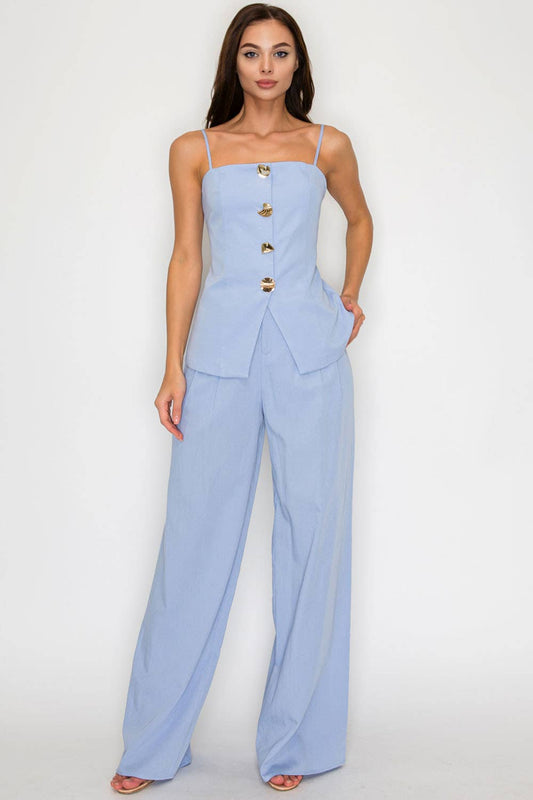 Tailored Cami Top & Wide-Leg Pants Set