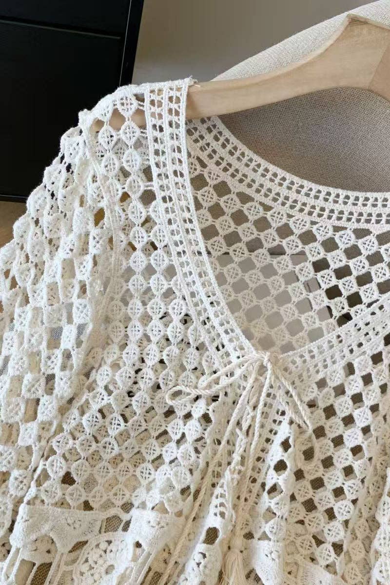 Crochet Open-Knit Blouse